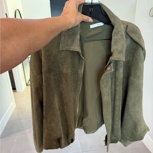 Zara viral blogger green suede jacket size small